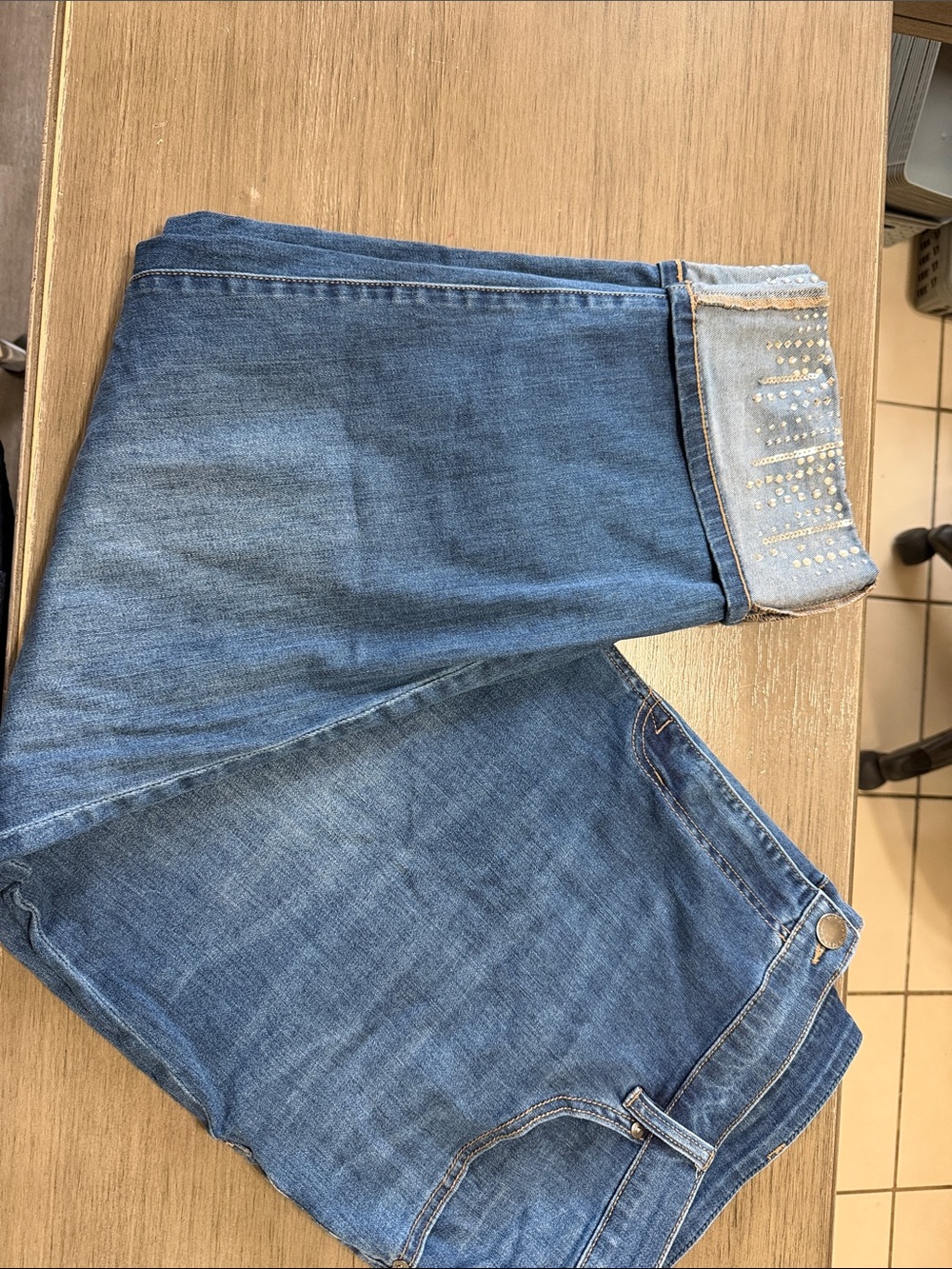 Lane Bryant Blue Denim Jeans with Studded Cuff